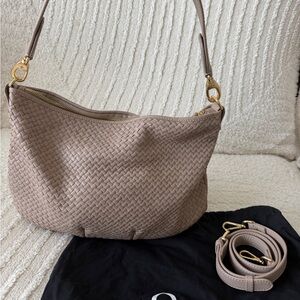 Quince Taupe Woven Shoulder Bag